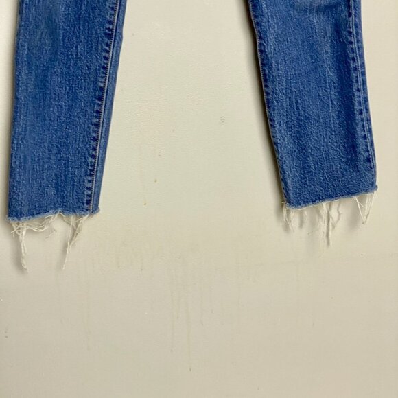 Levi's Wedgie Straight Premium Denim High Rise Cropped Raw Hem Jeans - Picture 12 of 16